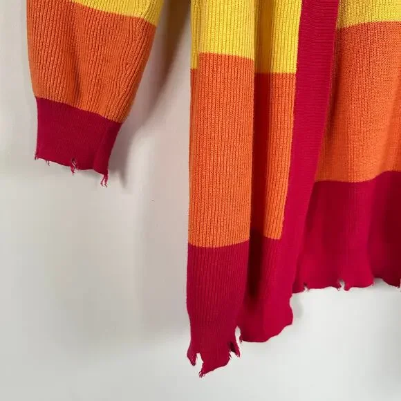 Honey Punch Cardigan Sweater Womens MEDIUM Open Front Rainbow Pride Twee Kidcore - Picture 4 of 10